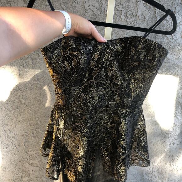 BCBGeneration Gold Lace Faux Leather Dress - Picture 4 of 6